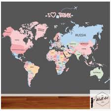 Free fire names for clan. Colorful World Map With Countries Names Wall Stickers Travel Map Wall Decal Kids Room Wall Stickers