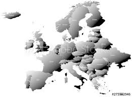 London is the largest land area comprised city of the european continent and the vatican city is the one which is comprised with the least land area. Map Of Europe Without Russia Split Into Individual Countries With Labels Gradual Coloring Of Countries From White To Black Creating A 3d Effect Stock Vector Adobe Stock