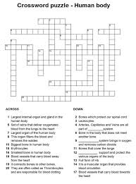 Human Body Crossword Interesting Crossword Puzzles For Kids Crossword Human Body Crossword Puzzle