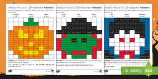 This series of multiplication worksheets is similar to the rocket math worksheets or mad minute. Ks1 Addition And Subtraction Facts Up To 100 Halloween Maths Mosaic