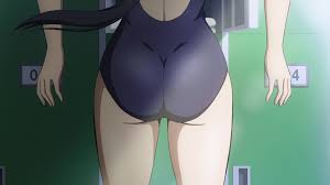 kaminashi nozomi, keijo!!!!!!!!, animated, animated gif, anime screenshot,  10s, 1girl, ass, ass focus, competition swimsuit, curvy, hip focus, huge  ass, one-piece swimsuit, solo, spanked, spanking, spanking self, standing,  swimsuit, thick thighs, thighs,