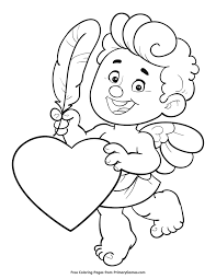 Cupid With Feather And Heart Coloring Page Free Printable Ebook Valentines Day Coloring Page Heart Coloring Pages Valentines Day Coloring