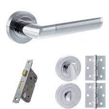 Shaw & mason ivory pvc 6 point style handles. Atlantic Handles Mediterranean Santorini Lever On Round Rose 2 5 Bathroom Lock Handle Pack Satin Chrome Polished Chrome M90scpc 2 5 Bathroom Lock Pack Leader Doors