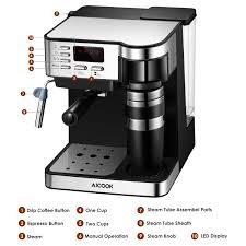Aicook Espresso And Coffee Machine 3 In 1 Combination 15 Bar Espresso Machine And Single Serve Coffee Makers Espresso Coffee Machine Coffee And Espresso Maker
