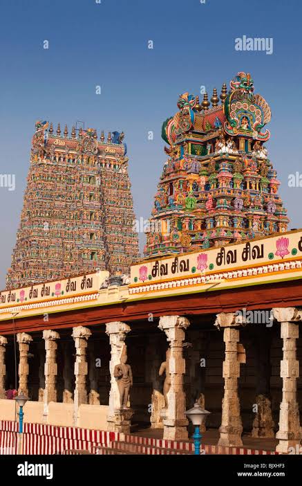 India, Tamil Nadu, Madurai, Sri Meenakshi Temple, newly restored central Sundareshvara shrine and west gopurams Stock Photo - Alamy