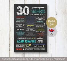 Make sure you lay out props so guests are encouraged to take silly, memorable photos. Uk Facts 30th Birthday Gift Idea For Him Personalized 30th Birthday Chalkboard Sign For 30th Birthday Party For Him Birthday Gifts Sign 90th Birthday Gifts