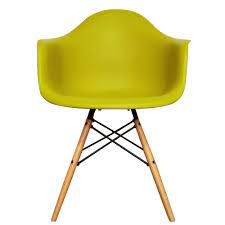 A delightful 1940s stylized georgian wing chair with an unusually tall back in its original mustard yellow leather upholstery accented with brass nailheads. Mustard Daw Style Arm Chair From Only Home