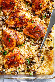 Easy Oven Baked Chicken And Rice With Garlic Butter Mushrooms Mixed Through Is Winner Of A Chicken Easy Chicken And Rice Easy Oven Baked Chicken Baked Chicken