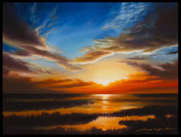 I get a lot of requests for sunsets! Tranquil Sunset Oil Painting By James Hill Absolutearts Com