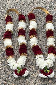 Traditional Red Gold And White Garland Jai Mala Flower Garland Wedding Indian Wedding Garland Hindu Wedding Decorations