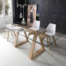 table design en verre trempe et bois massif tokyo 4 pieds com glass table living room dining table house furniture design