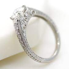 Engagement Ring With Bead Set Diamonds Filigree Hand Engraving And Milgrain Small Engagement Rings Custom Engagement Ring Vintage Engagement Rings Unique