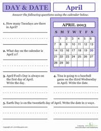 April 2017 Day And Date Worksheet Education Com Time Worksheets Calendar Worksheets Learning Worksheets