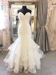 Amazing Satin Fishtail Wedding Dress With Ruffles Statement Wedding Dress Available At Hoops A Daisy Bridal Wear Fishtail Wedding Dress Ruffle Wedding Dress