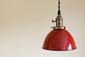 Rojo Vintage Industrial Porcelana Esmalte Cupula Colgante Etsy Pendant Light Fixtures Industrial Lamp Shade Pendant Light