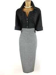 Black And Grey Dress Karen Millen Black Grey Wool Blend Dogtooth Tweed Pencil Shirt Dress Uk 16 14 Shirt Dresses Uk Karen Millen Shirt Dress