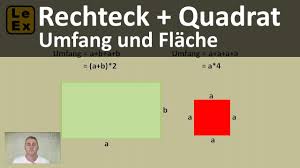 Das quadrat ist ein rechteck mit vier gleich langen seiten. Rechteck Und Quadrat Umfang Und Flache Erklarung Youtube