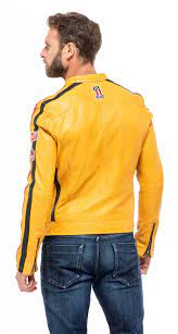 Blousons Cuir En Cuir Agneau Ref 101229 Day18 Jaune Jaune