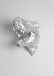 The Bonzai In Silver Modern T Rex Decor Dinosaur Art White Faux Taxidermy Dinosaur Head Wall Mount Dinosaur Decor