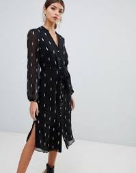 Oasis Foil Printed Feather Shirt Dress In Black Dresses Feathered Shirt Shirt Dress