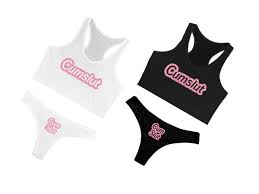 Cumslut Lingerie Set Glitter Bimbo Slut Clothing Thong Sissy Femboy Crop  Top | eBay