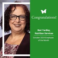 🎉We're excited to announce that Bari Yardley is the October employee of  the month! Her nominator shared, "She embraces change and takes an  innovative approach to catering services with new ideas, proactively