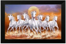 Realshop Seven Lucky Running Vastu Horses Painting Horse Wall Art Canvases Horse Canvas Painting Horse Painting