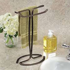 Interdesign Axis Free Standing Towel Rack For Bathroom Vanities Bronze 7 6 X 6 2 X 13 8 Inches Hand Towels Bathroom Towel Holder Fingertip Towels