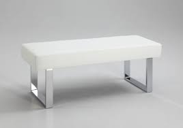 Shop for white upholstered bench online at target. Contemporary Style Bench Beautiful White Faux Leather Upholstered Seat Sturdy Chrome Legs Clean L Upholstered Bench Bedroom Modern Dining Bench Dining Bench