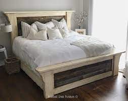 Farmhouse Bed Cottage Bed Coastal Bed White Wash Bed Farm Bed Farmhouse Bedroom Furniture Rustic Bedroom Furniture Farmhouse Bedding