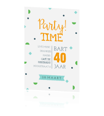Uitnodiging Voor Een 40e Verjaardag Met Printje En Oranje Letters Uitnodiging 40e Verjaardag Verjaardag