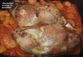 Cuisse De Dinde A La Moutarde Et Pommes De Terre A La Tomate Au Four Mes Petites Recettes Du Quotidien Cuisse De Dinde Recettes De Cuisine Tomates Au Four