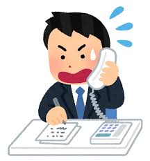 電話対応に追われる会社員のイラスト（男性） | かわいいフリー素材集 ...