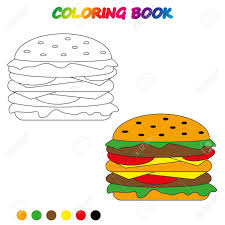 Hamburger coloring pages getcoloringpages com. Hamburger Coloring Book Coloring Page To Educate Preschool Royalty Free Cliparts Vectors And Stock Illustration Image 105744322