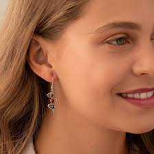 Baltic Amber Three-stone Earrings in Sterling Silver