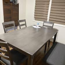 Table measures 36 w x 60 d x 30.25 h, each chair measures 17 w x 22 d x 38 h, and bench measures 38.25 w x 15.25 d x 19 h. Bridson Dining Table And Chairs With Bench