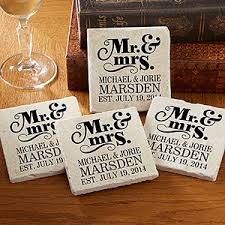 The Happy Couple Personalized Tumbled Stone Coaster Set Wedding Coasters Great Wedding Gifts Mr And Mrs Wedding