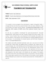On national teacher day (aka national teacher appreciation day) we show our gratitude to the teachers, coaches, senseis, and mentors are celebrated on national teacher day on may 4. Report On Teachers Day Celebration Fill Online Printable Fillable Blank Pdffiller