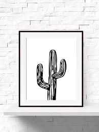 Black And White Cactus Print Cactus Print Cactus Plant Garden Art Print Cactus Printable Instant Download Home Decor Printable Cactus Art Black And White Wall Art Art Mural Imprimable Art De Cactus Peintures Simples