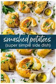 This Smashed Potatoes Recipe Is A Fun Little Side Dish They Re Nice And Soft With Just Potato Recipes Side Dishes Smashed Potatoes Recipe Baby Potato Recipes