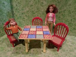 Fisher Price Loving Family Dollhouse Mosaic Kitchen Table 3 Red Chairs Mom Son Loving Family Dollhouse Red Chair Pretend Play Toys