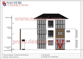 Rumah teres dua tingkat (20′ x 60′). Plan Rumah Setingkat 5 Bilik Tidur Inspirasi Dekorasi Rumah