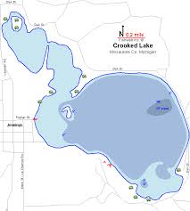 Crooked Lake Map Missaukee County Michigan Fishing Michigan