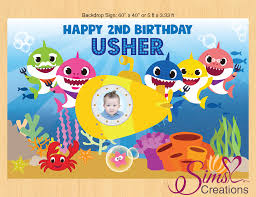 2nd Birthday Baby Shark Rectangle Cake Baby Shark Theme Printable Backdrop Banner Custom Photo Shark Birthday Shark Birthday Invitations Shark Themed Party