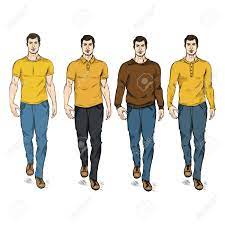 Wear casual casual wear men men casual men wear fashion vector life clothing clothes people symbol male icon template human person element style man sketch template vector women cartoon character mens elements background outline collection gesture womens posture isolated elegance. Vector Set Of Sketch Fashion Male Models In Casual Wear Royalty Free Cliparts Vectors And Stock Illustration Image 69464287