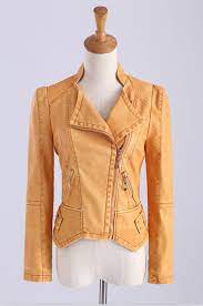 Zipper Pockets Lapel Crop Slim Jacket Short Leather Jacket Leather Jackets Women Leather Jacket