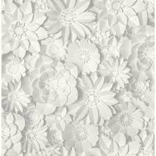 Black And White Floral Wallpaper Nz Fine Dcor Dacre White Floral Paper Peelable Roll Covers 56 4 Sq Ft 2900 42554 The Home Depot In 2020 Floral Wallpaper Embossed Wallpaper White Wallpaper