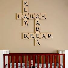 Play Laugh Dream Crossword Wall Art Posh Exclusive Wall Art At Poshtots Scrabble Wall Art Scrabble Wall Kids Room Inspiration