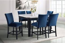 Get free shipping on qualified counter height bistro sets or buy online pick up in store today in the outdoors department. Francesca White Counter Height Table With 6 Blue Stools The Furniture Mart
