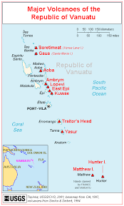 Map Of Major Volcanoes Of The Republic Of Vanuatu Volcano Geography Activities Volcanology